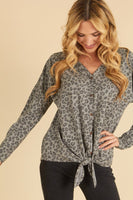 FRONT BUTTON TIE ANIMAL PRINT TOP