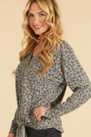 FRONT BUTTON TIE ANIMAL PRINT TOP