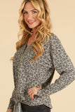 FRONT BUTTON TIE ANIMAL PRINT TOP