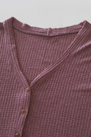 Carly Waffle Thermal Tunic Top Dark Rose