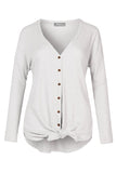 Carly Waffle Thermal Long Sleeve Tie Tunic Top Off White