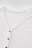 Carly Waffle Thermal Long Sleeve Tie Tunic Top Off White