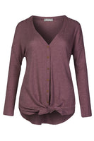 Carly Waffle Thermal Tunic Top Dark Rose