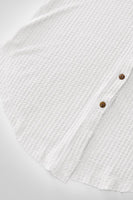 Carly Waffle Thermal Long Sleeve Tie Tunic Top Off White