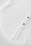 Carly Waffle Thermal Long Sleeve Tie Tunic Top Off White
