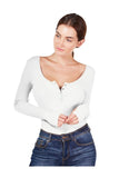 Thumb Hole Thermal Ribbed Knit Henley Bodysuit