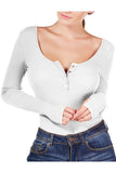 Thumb Hole Thermal Ribbed Knit Henley Bodysuit