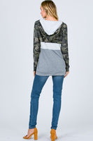 CAMO COLOR BLOCK LONG SLEEVE HOODIE