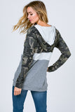 CAMO COLOR BLOCK LONG SLEEVE HOODIE