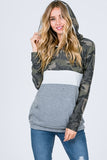 CAMO COLOR BLOCK LONG SLEEVE HOODIE