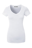 Fitted V Neck Short Sleeve T-shirt Top - Heather Grey