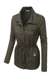 Anorak Utility Military Jacket with Drawstring - Olive