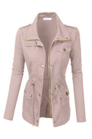 Anorak Utility Military Jacket with Drawstring - Blush