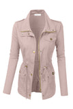 Anorak Utility Military Jacket with Drawstring - Blush
