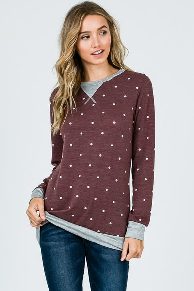 POLKA DOT FRENCH TERRY SWEATSHIRT
