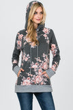 FRENCH TERRY FLORAL PRINT HOODIE
