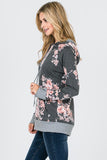 FRENCH TERRY FLORAL PRINT HOODIE