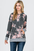 FRENCH TERRY FLORAL PRINT HOODIE