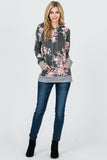 FRENCH TERRY FLORAL PRINT HOODIE