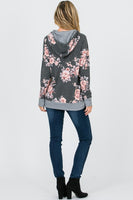 FRENCH TERRY FLORAL PRINT HOODIE
