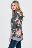 FRENCH TERRY FLORAL PRINT HOODIE