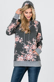 FRENCH TERRY FLORAL PRINT HOODIE