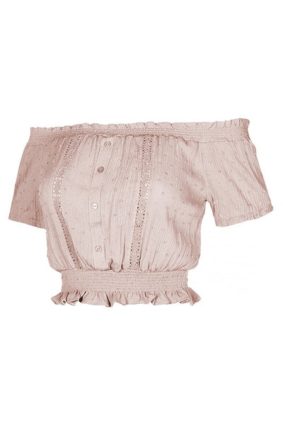 Mandy Boho Ruffle Trim Crop Top